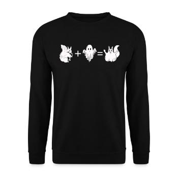 Squirrel + Ghost = Halloween Ghost Squirrel - Unisex Pullover - Schwarz - Vorne - Alina (178cm) & Michal (187cm)