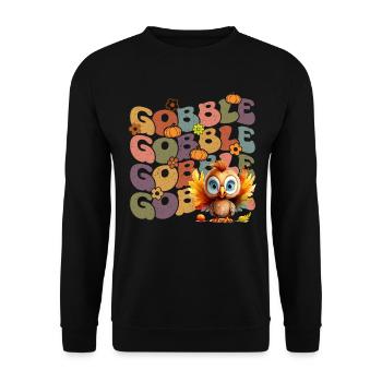 Happy Thanksgiving: Gobble Gobble Happy Turkey Day - Unisex Pullover - Schwarz - Vorne - Alina (178cm) & Michal (187cm)