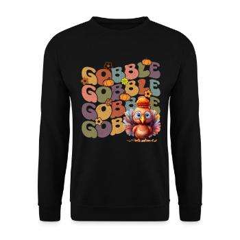 Happy Thanksgiving: Gobble Gobble Happy Turkey Day - Unisex Pullover - Schwarz - Vorne - Alina (178cm) & Michal (187cm)