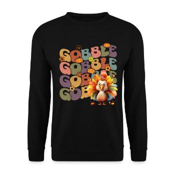 Happy Thanksgiving: Gobble Gobble Happy Turkey Day - Unisex Pullover - Schwarz - Vorne - Alina (178cm) & Michal (187cm)