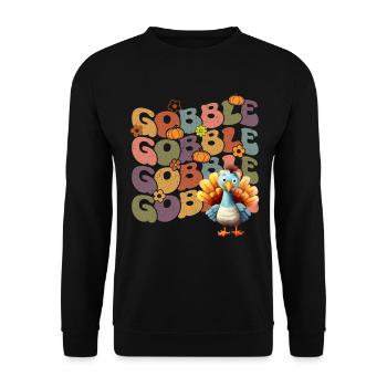 Happy Thanksgiving: Gobble Gobble Happy Turkey Day - Sweat-shirt Unisexe - noir - Devant - Alina (178cm) & Michal (187cm)