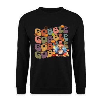 Happy Thanksgiving: Gobble Gobble Happy Turkey Day - Unisex Pullover - Schwarz - Vorne - Alina (178cm) & Michal (187cm)