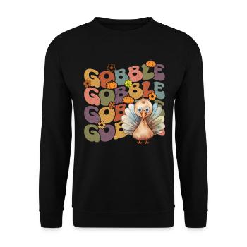 Happy Thanksgiving: Gobble Gobble Happy Turkey Day - Sweat-shirt Unisexe - noir - Devant - Alina (178cm) & Michal (187cm)