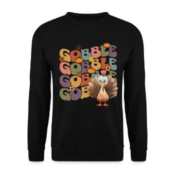 Happy Thanksgiving: Gobble Gobble Happy Turkey Day - Sweat-shirt Unisexe - noir - Devant - Alina (178cm) & Michal (187cm)