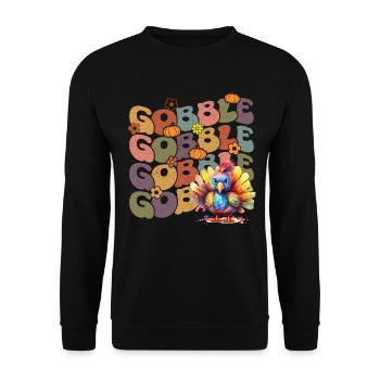Happy Thanksgiving: Gobble Gobble Happy Turkey Day - Sweat-shirt Unisexe - noir - Devant - Alina (178cm) & Michal (187cm)