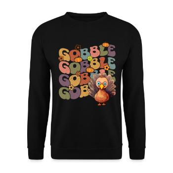 Happy Thanksgiving: Gobble Gobble Happy Turkey Day - Sweat-shirt Unisexe - noir - Devant - Alina (178cm) & Michal (187cm)