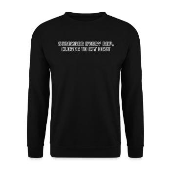 Fitness - Stronger every rep, closer to my best - Unisex Sweatshirt - black - Front - Alina (178cm) & Michal (187cm)