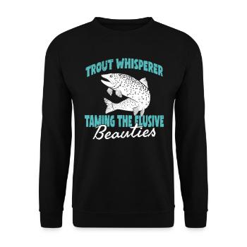 Fishing, Trout, Salmon, Fisherman, Angler, Perch - Unisex Sweatshirt - black - Front - Alina (178cm) & Michal (187cm)