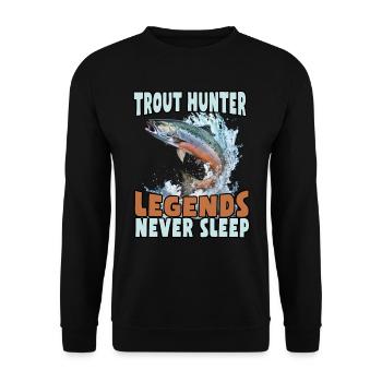 Fishing, Trout, Salmon, Fisherman, Angler, Perch - Unisex Sweatshirt - black - Front - Alina (178cm) & Michal (187cm)