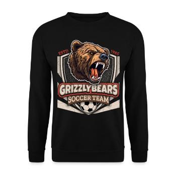 Soccer Club, Fußball, Grizzly Bears Logo - Unisex Pullover - Schwarz - Vorne - Alina (178cm) & Michal (187cm)