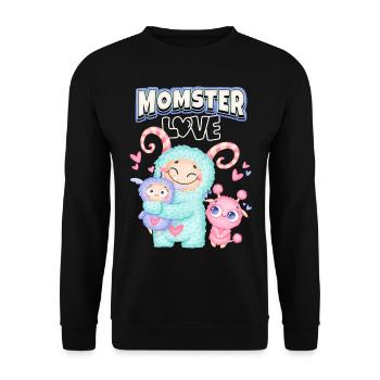 Momster, Momster Love, Mother, Mother's Day Saying - Unisex Sweatshirt - black - Front - Alina (178cm) & Michal (187cm)
