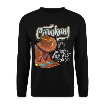 Far West, Cowboy, bottes de Cowboy disant - Sweat-shirt Unisexe - noir - Devant - Alina (178cm) & Michal (187cm)