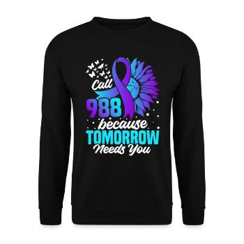 Bande de prévention du suicide : Sensibilisation à la - Sweat-shirt Unisexe - noir - Devant - Alina (178cm) & Michal (187cm)