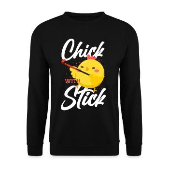 Poussin de poulet de hockey sur gazon avec - Sweat-shirt Unisexe - noir - Devant - Alina (178cm) & Michal (187cm)