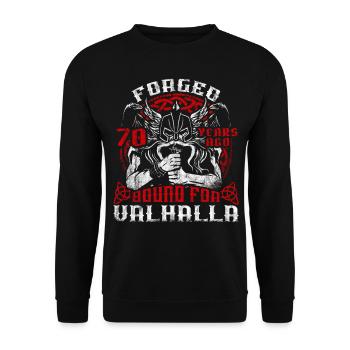 Forged 00 Years Ago For Valhalla 00. Geburtstag - Unisex Pullover - Schwarz - Vorne - Alina (178cm) & Michal (187cm)