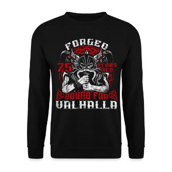 Forged 00 Years Ago For Valhalla 00. Geburtstag - Unisex Pullover - Schwarz - Vorne - Alina (178cm) & Michal (187cm)