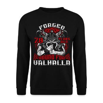 Forged 00 Years Ago For Valhalla 00. Geburtstag - Unisex Pullover - Schwarz - Vorne - Alina (178cm) & Michal (187cm)