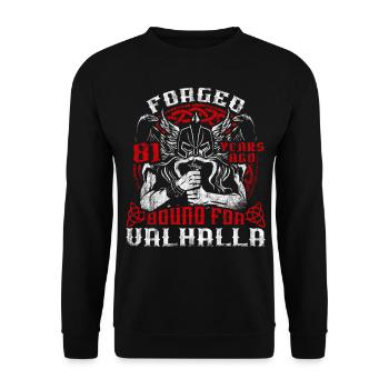 Forged 00 Years Ago For Valhalla 00. Geburtstag - Unisex Pullover - Schwarz - Vorne - Alina (178cm) & Michal (187cm)