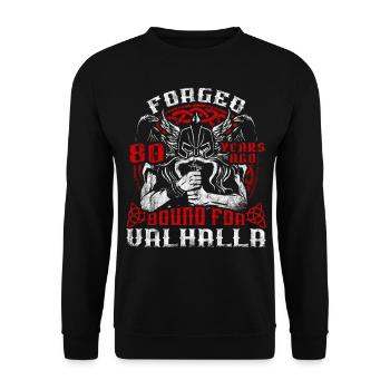 Forged 00 Years Ago For Valhalla 00. Geburtstag - Unisex Pullover - Schwarz - Vorne - Alina (178cm) & Michal (187cm)