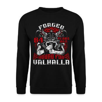 Forged 00 Years Ago For Valhalla 00. Geburtstag - Unisex Pullover - Schwarz - Vorne - Alina (178cm) & Michal (187cm)