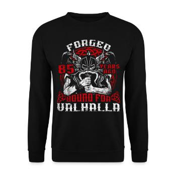 Forged 00 Years Ago For Valhalla 00. Geburtstag - Unisex Pullover - Schwarz - Vorne - Alina (178cm) & Michal (187cm)