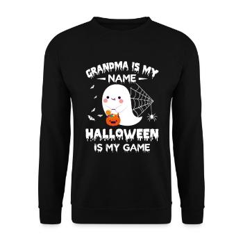 Grandma Is My Name Halloween Is My Game - Unisex Pullover - Schwarz - Vorne - Alina (178cm) & Michal (187cm)