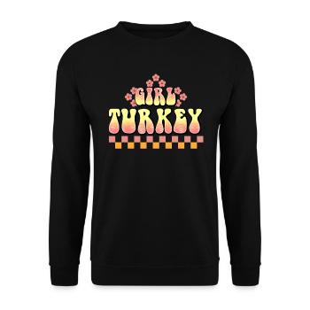 Funny Girl Turkey Turkey Funny Retro Thanksgiving - Unisex Sweatshirt - black - Front - Alina (178cm) & Michal (187cm)