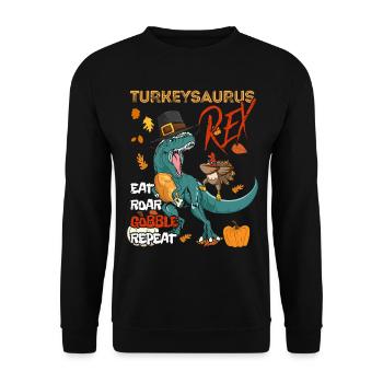 Les enfants drôle Turkeysaurus Rex Dab Dinde Dino - Sweat-shirt Unisexe - noir - Devant - Alina (178cm) & Michal (187cm)