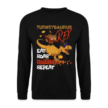 Les enfants drôle Turkeysaurus Rex Dab Dinde Dino - Sweat-shirt Unisexe - noir - Devant - Alina (178cm) & Michal (187cm)
