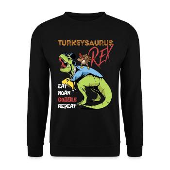 Les enfants drôle Turkeysaurus Rex Dab Dinde Dino - Sweat-shirt Unisexe - noir - Devant - Alina (178cm) & Michal (187cm)