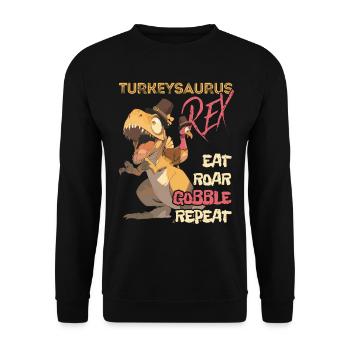 Les enfants drôle Turkeysaurus Rex Dab Dinde Dino - Sweat-shirt Unisexe - noir - Devant - Alina (178cm) & Michal (187cm)