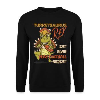Les enfants drôle Turkeysaurus Rex Dab Dinde Dino - Sweat-shirt Unisexe - noir - Devant - Alina (178cm) & Michal (187cm)