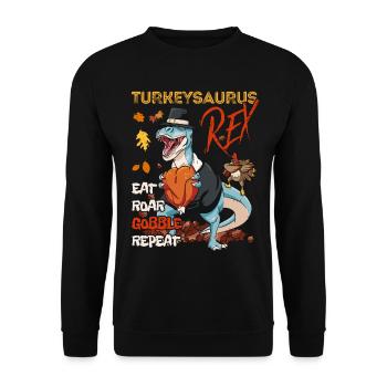 Les enfants drôle Turkeysaurus Rex Dab Dinde Dino - Sweat-shirt Unisexe - noir - Devant - Alina (178cm) & Michal (187cm)