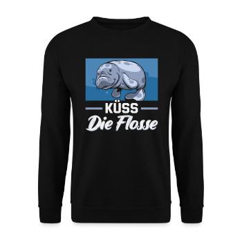 Cold Nose Warm Heart Manatee mollige Seekuh - Unisex Pullover - Schwarz - Vorne - Alina (178cm) & Michal (187cm)