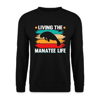 Cold Nose Warm Heart Manatee chubby manatee - Unisex Sweatshirt - black - Front - Alina (178cm) & Michal (187cm)