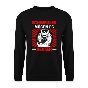 Schweißer Spruch Design für Metallbauer - Unisex Pullover - Schwarz - Vorne - Alina (178cm) & Michal (187cm)