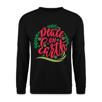 Paix sur la terre typographie, gui de Noël - Sweat-shirt Unisexe - noir - Devant - Alina (178cm) & Michal (187cm)