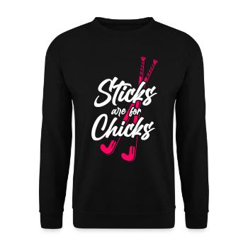 Les bâtons de hockey sur gazon sont pour les poussins - Sweat-shirt Unisexe - noir - Devant - Alina (178cm) & Michal (187cm)