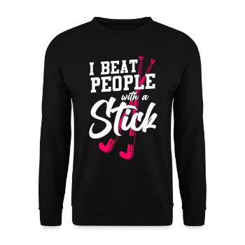 Field Hockey I Beat People With A - Unisex Sweatshirt - black - Front - Alina (178cm) & Michal (187cm)