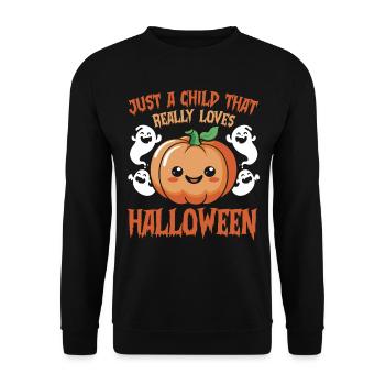 Halloween pour enfants - Juste un enfant qui aime vraiment Hal - Sweat-shirt Unisexe - noir - Devant - Alina (178cm) & Michal (187cm)