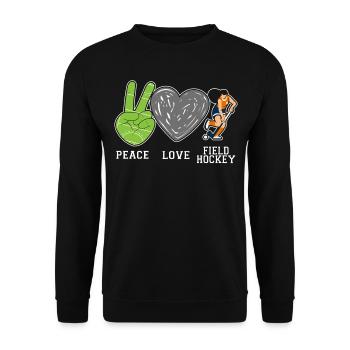 Field Hockey Peace Love Field - Unisex Sweatshirt - black - Front - Alina (178cm) & Michal (187cm)