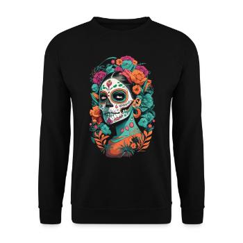 Fiesta del Día de los Muertos - La Catrina - Unisex Sweatshirt - black - Front - Alina (178cm) & Michal (187cm)