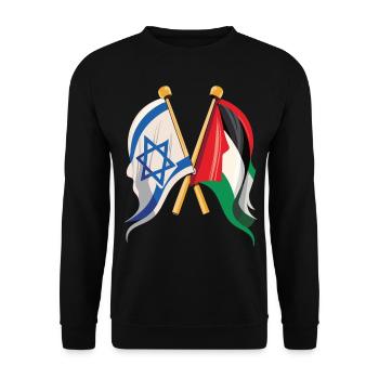 Einheit für den Frieden Flaggen Israels Palästina - Unisex Pullover - Schwarz - Vorne - Alina (178cm) & Michal (187cm)