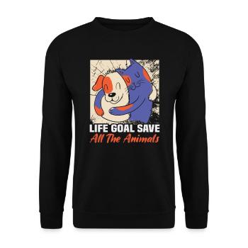 Hunderettungs Designs Für Tierrechtsaktivisten - Unisex Pullover - Schwarz - Vorne - Alina (178cm) & Michal (187cm)