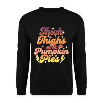 Collants épais Tartes à la citrouille Retro Thanksgiving Femmes - Sweat-shirt Unisexe - noir - Devant - Alina (178cm) & Michal (187cm)