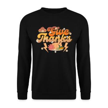 Thankful Give Thanks - Retro Thanksgiving Women - Unisex Sweatshirt - black - Front - Alina (178cm) & Michal (187cm)
