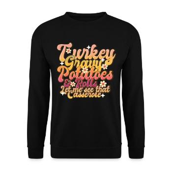 Turkey Gravy Potatoes Retro Thanksgiving Women - Unisex Pullover - Schwarz - Vorne - Alina (178cm) & Michal (187cm)