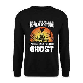 Halloween Ghost Spooky Ghost - Unisex Sweatshirt - black - Front - Alina (178cm) & Michal (187cm)