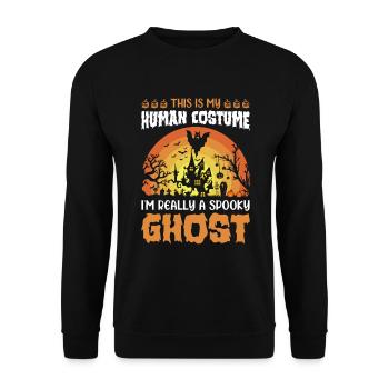 Halloween Ghost Spooky Ghost - Funny Halloween Gho - Unisex Sweatshirt - black - Front - Alina (178cm) & Michal (187cm)