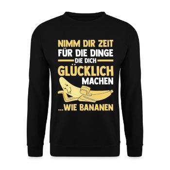 Früchte Banane - Unisex Pullover - Schwarz - Vorne - Alina (178cm) & Michal (187cm)